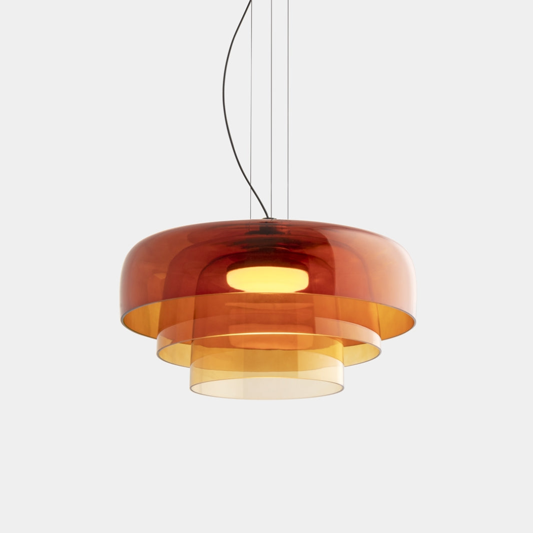 Handcrafted Adjustable Cord Glass Orange Green Gray Ceiling Light