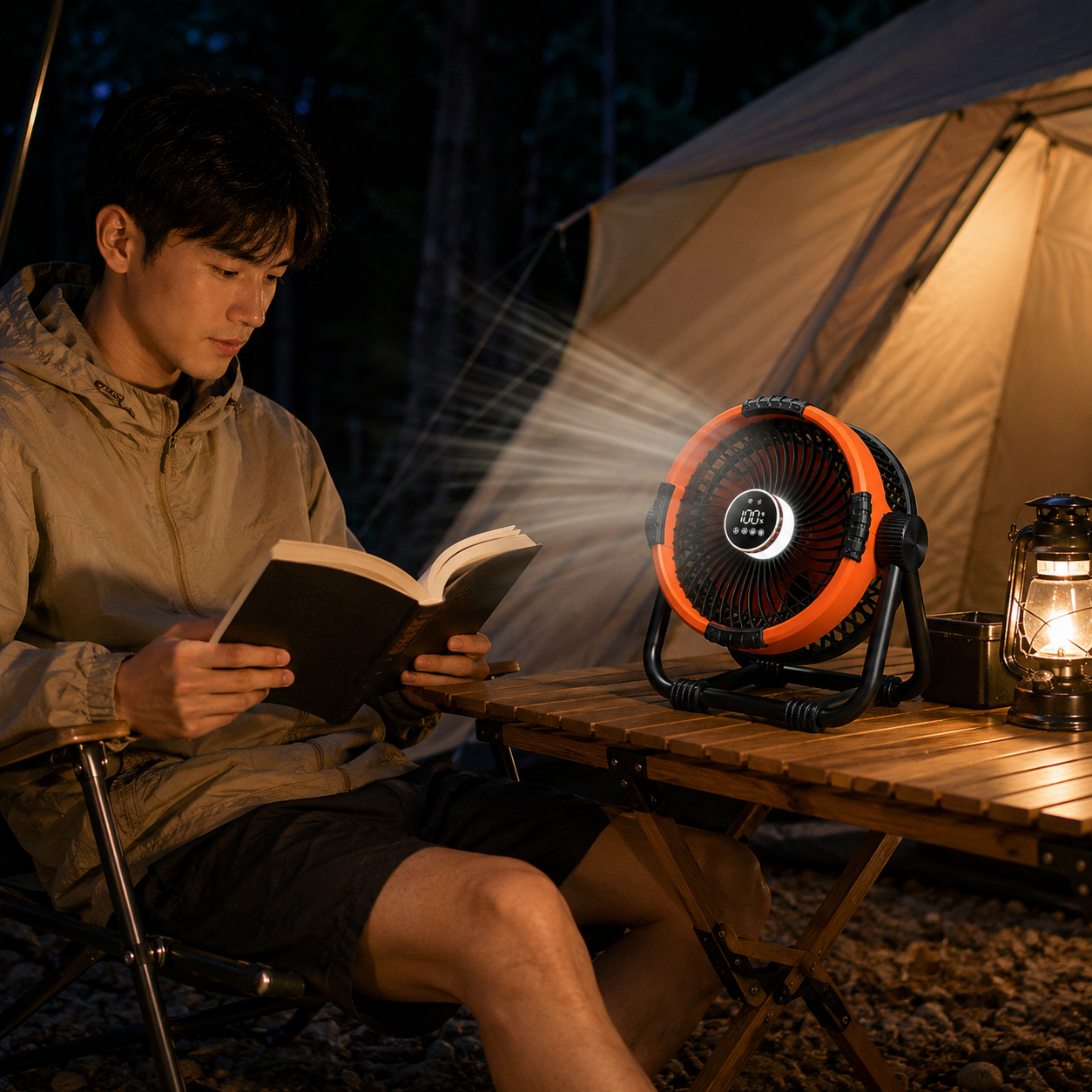 Portable Camping Fan with LED Light 20000mAh