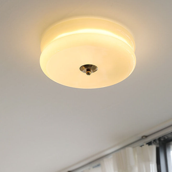 Modern LED Glass Cream Flush Mount Ceiling Light Hallway Living Room