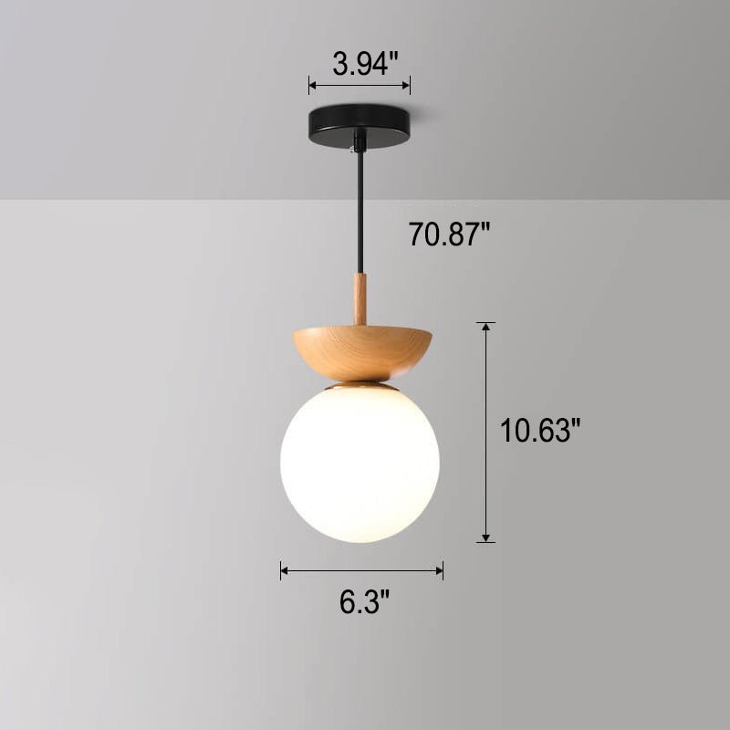 Modern Wood & Glass Globe Flush Mount Ceiling Light