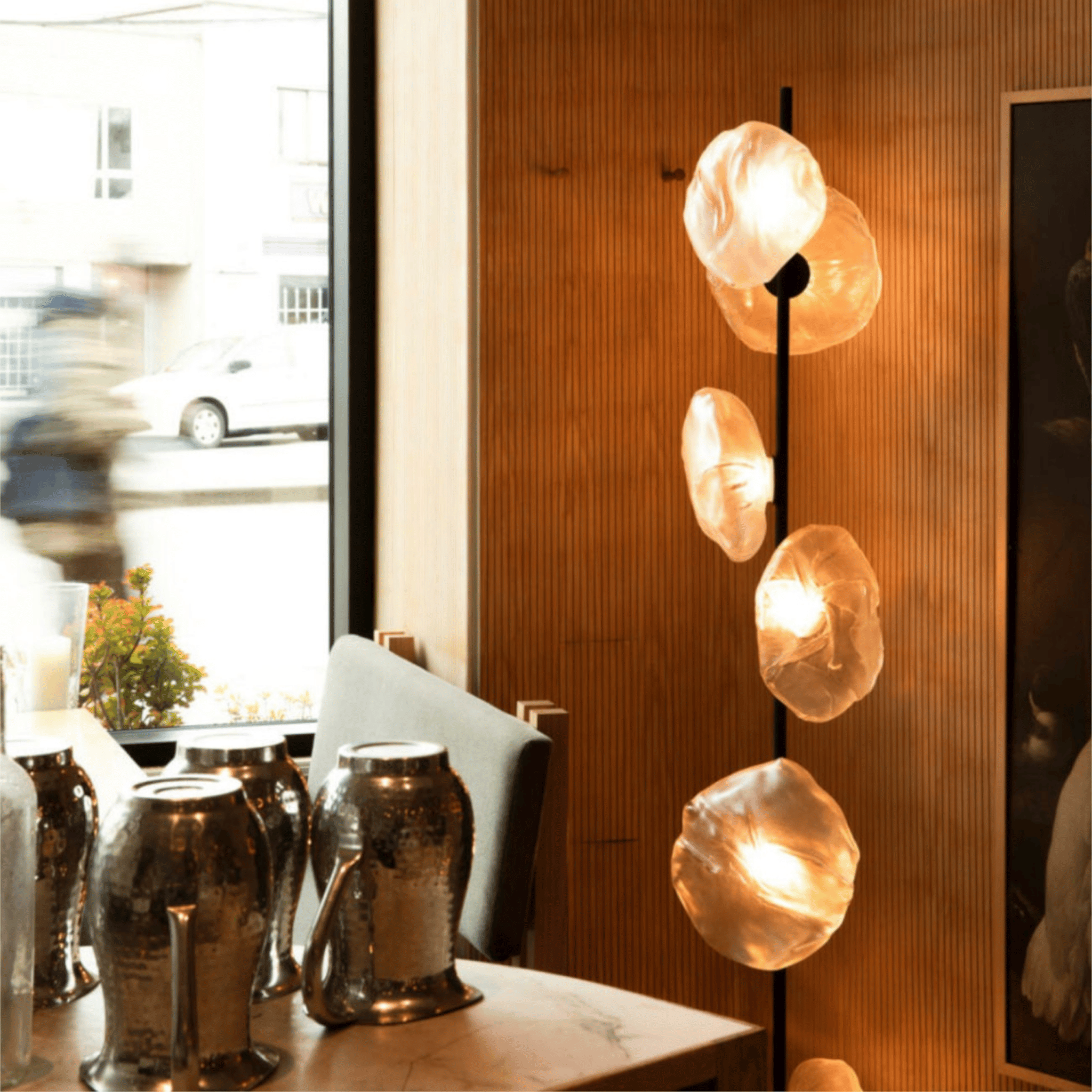 Nordic Glass LED Floor Lamp with Knob Switch