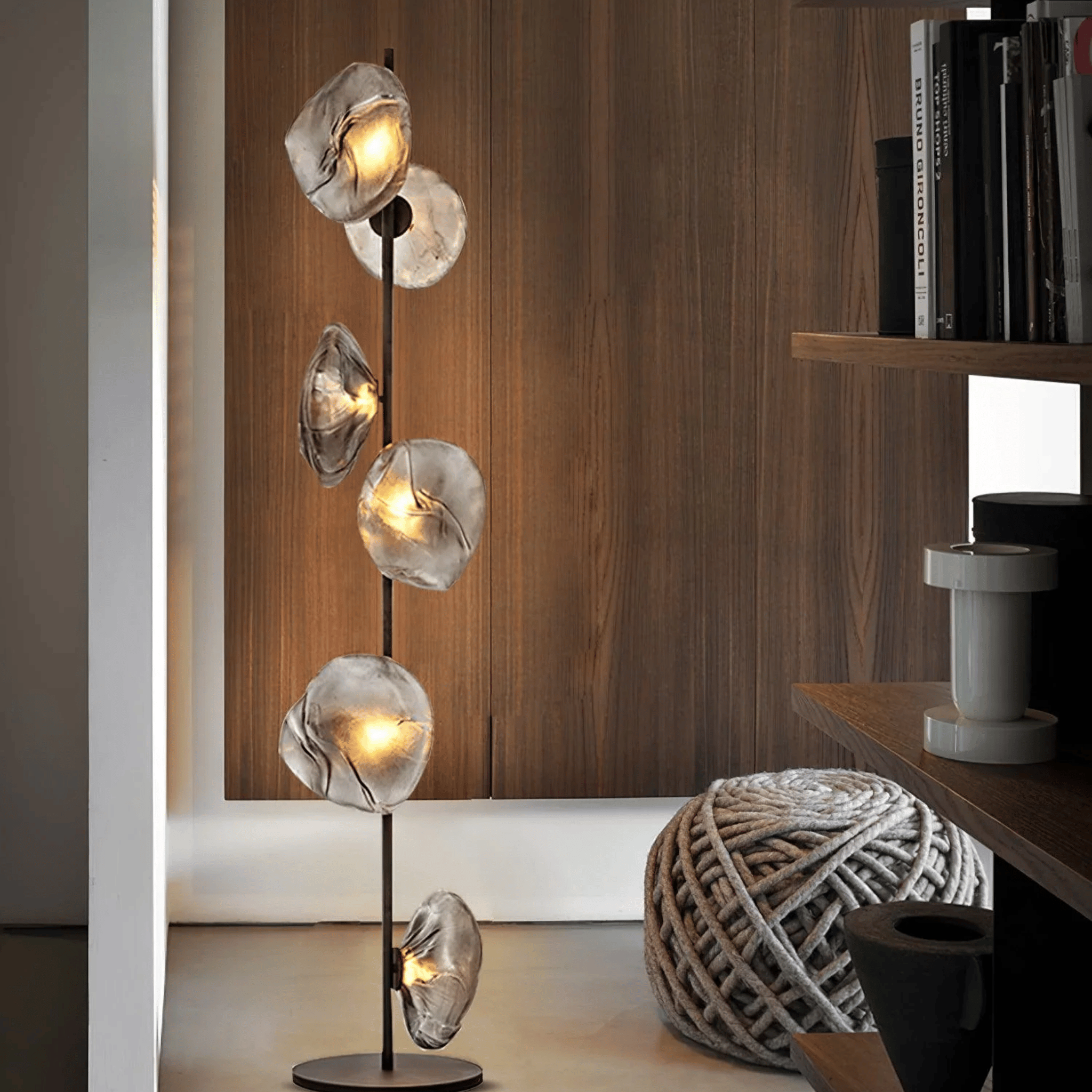 Nordic Glass LED Floor Lamp with Knob Switch