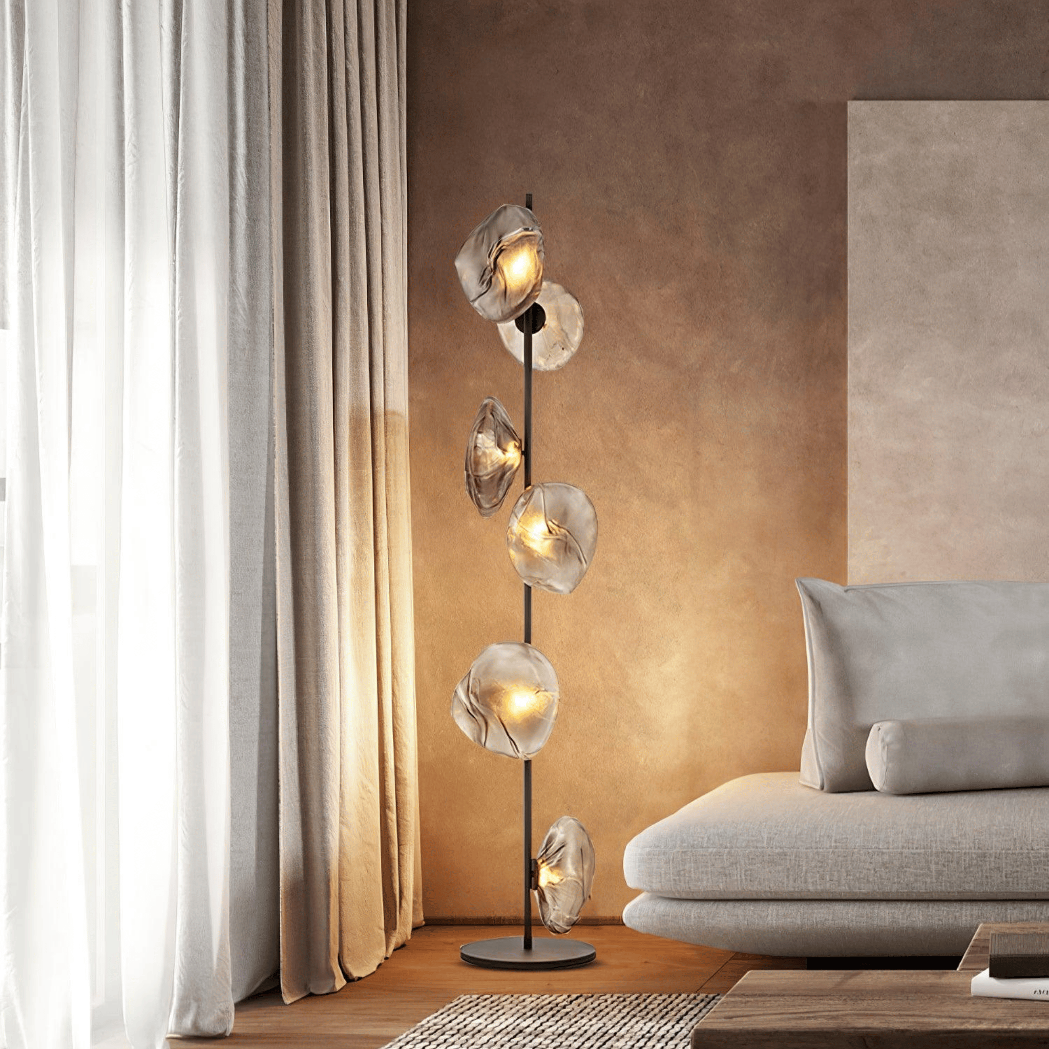 Nordic Glass LED Floor Lamp with Knob Switch