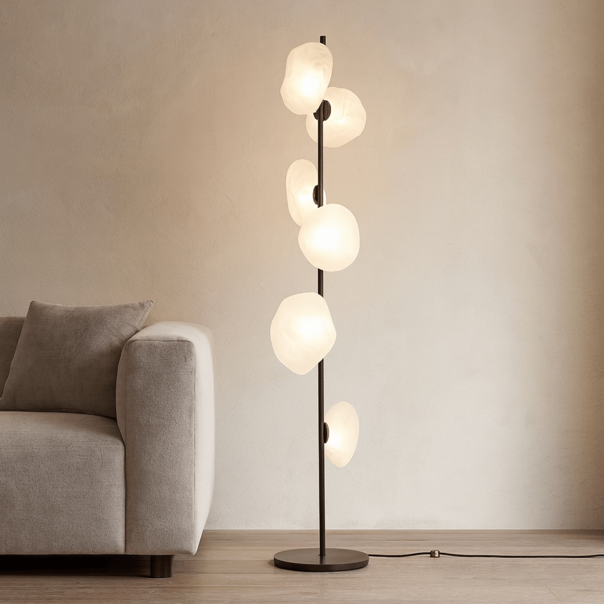 Nordic Glass LED Floor Lamp with Knob Switch