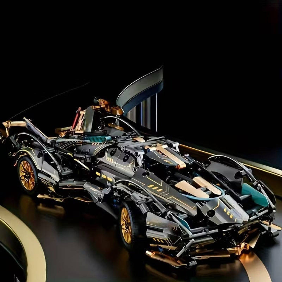 Building block car with raised cockpit panel