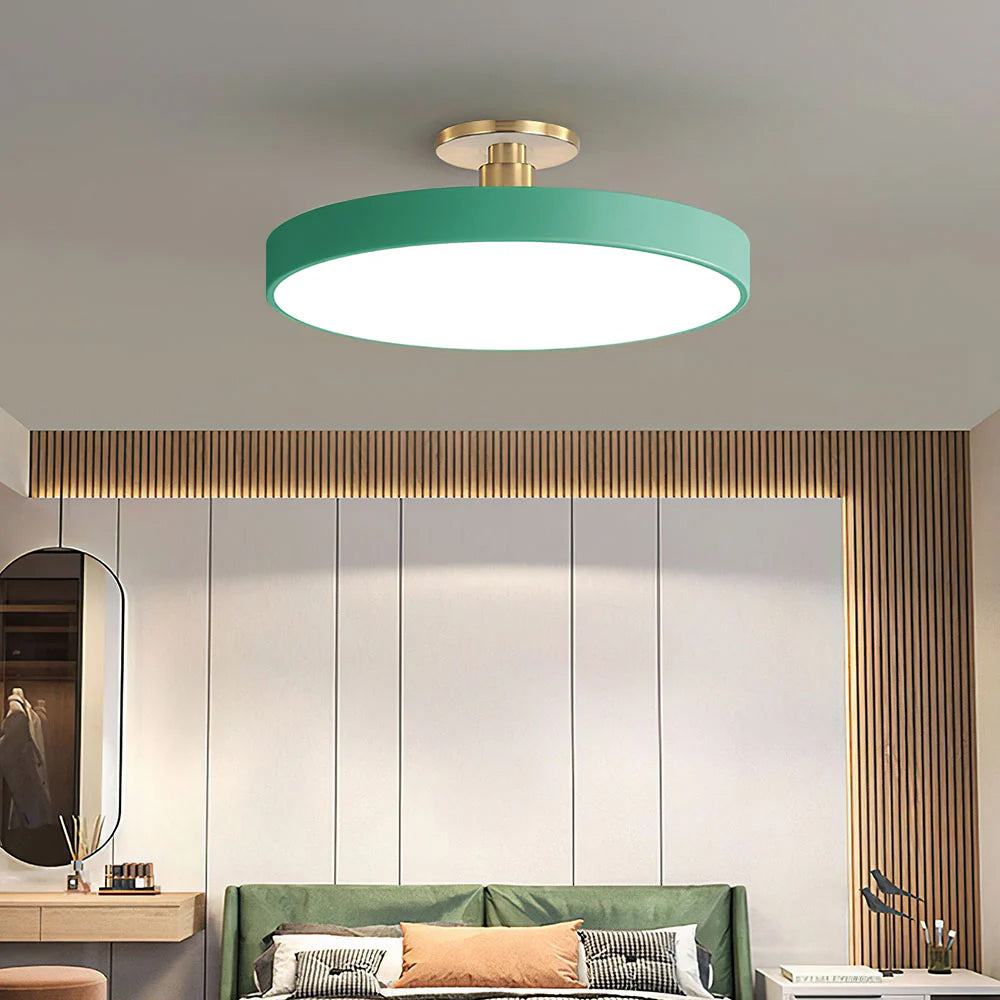 Round Acrylic Metal LED Ceiling Light – Semi Flush Mount – Hallway Living Room