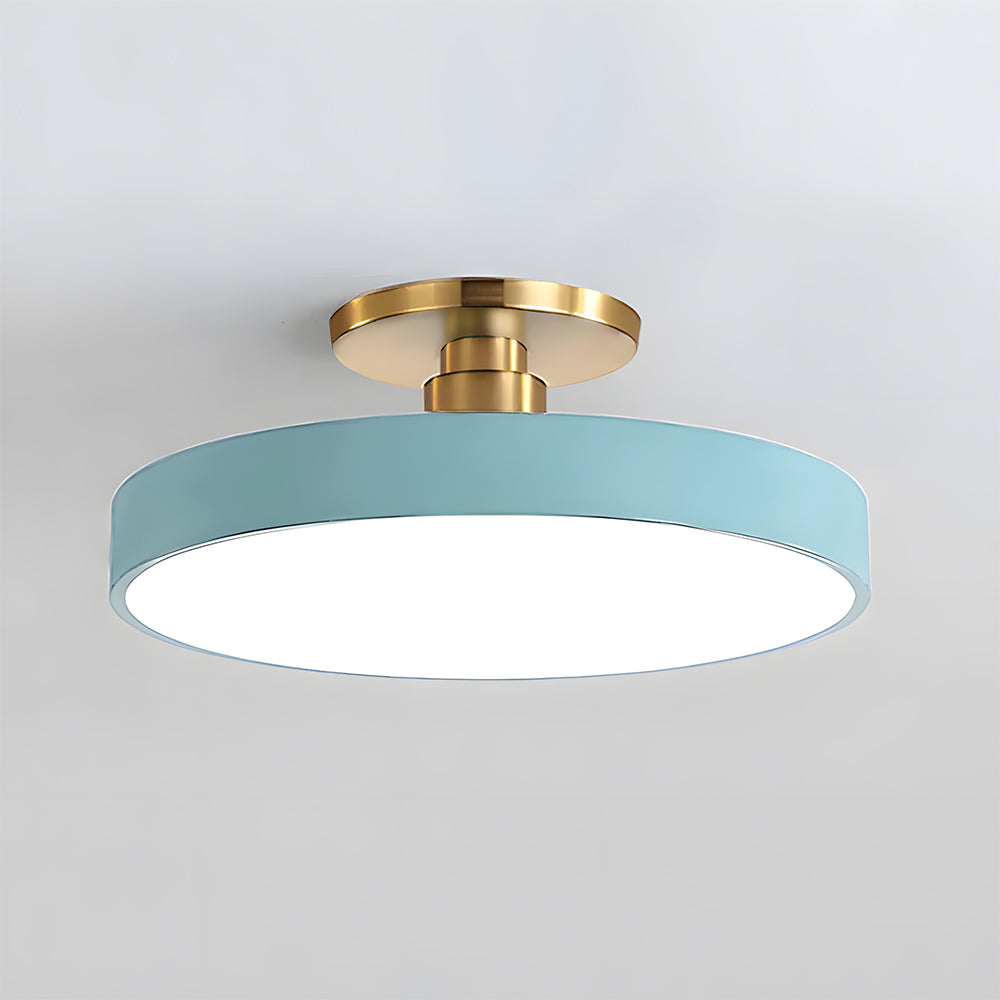 Round Acrylic Metal LED Ceiling Light – Semi Flush Mount – Hallway Living Room