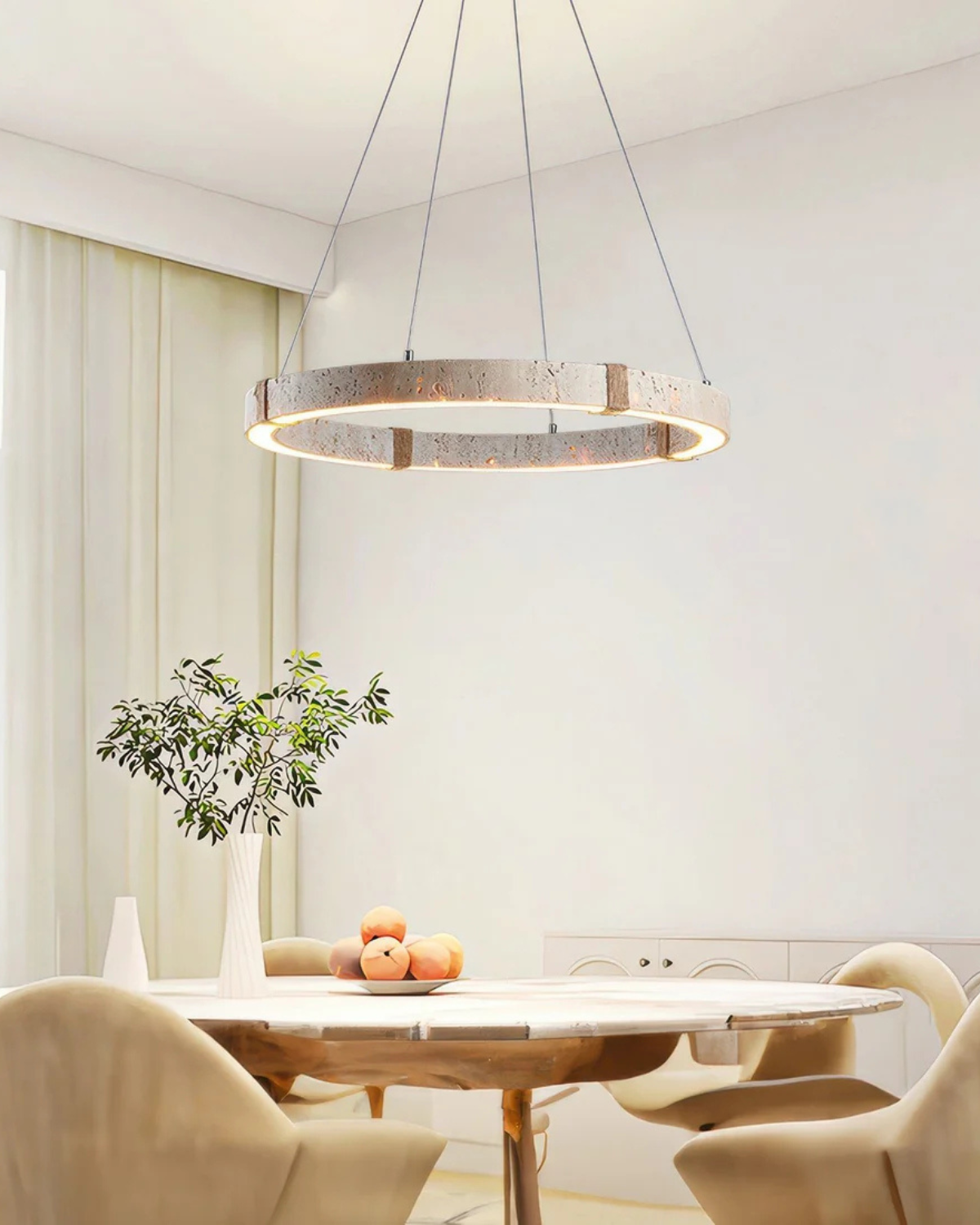 Modern Adjustable Travertine Natural Stone Pendant Light
