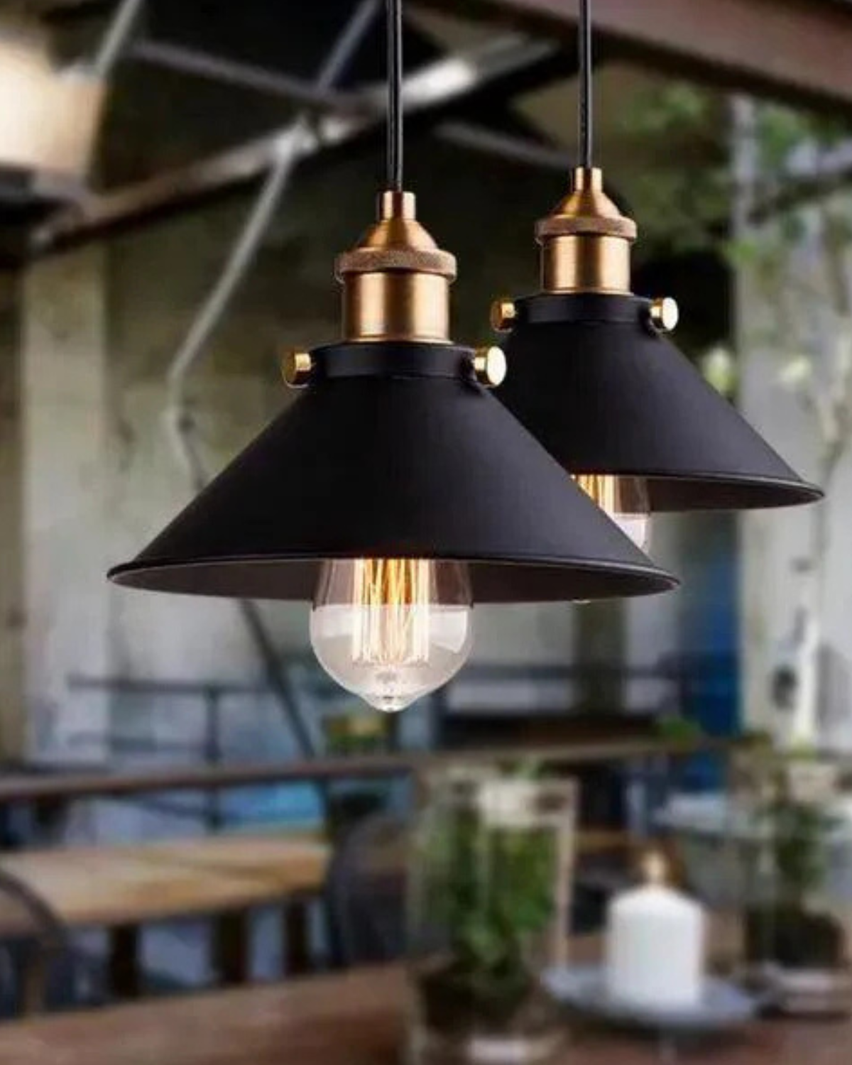Industrial Modern Adjustable Height Metal Black Shade Gold Interior Pendant Light