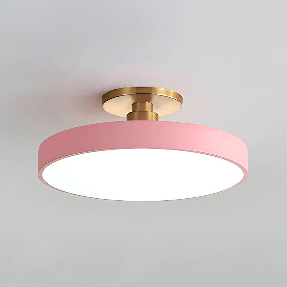 Round Acrylic Metal LED Ceiling Light – Semi Flush Mount – Hallway Living Room