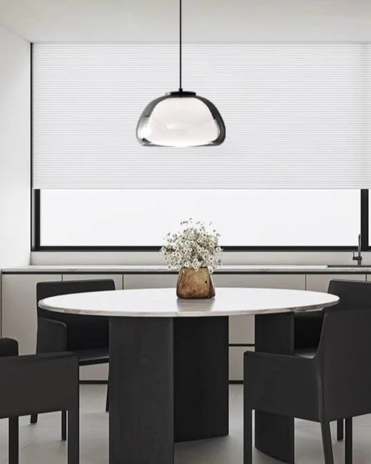 Elegant Adjustable Color Temperature Glass Dome Pendant Light Kitchen Dining
