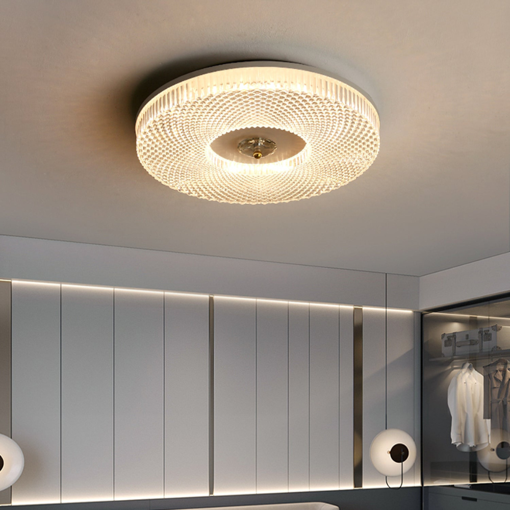 Round Metal Acrylic LED Flush Ceiling Light – Dimmable Hardwired for Bedroom & Kitchen