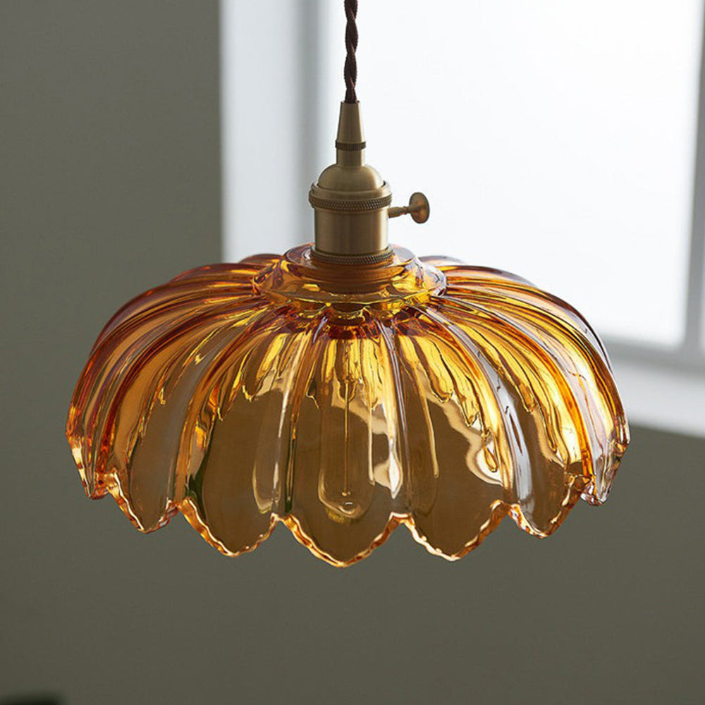 Vintage Floral Adjustable Glass Kitchen Pendant Light