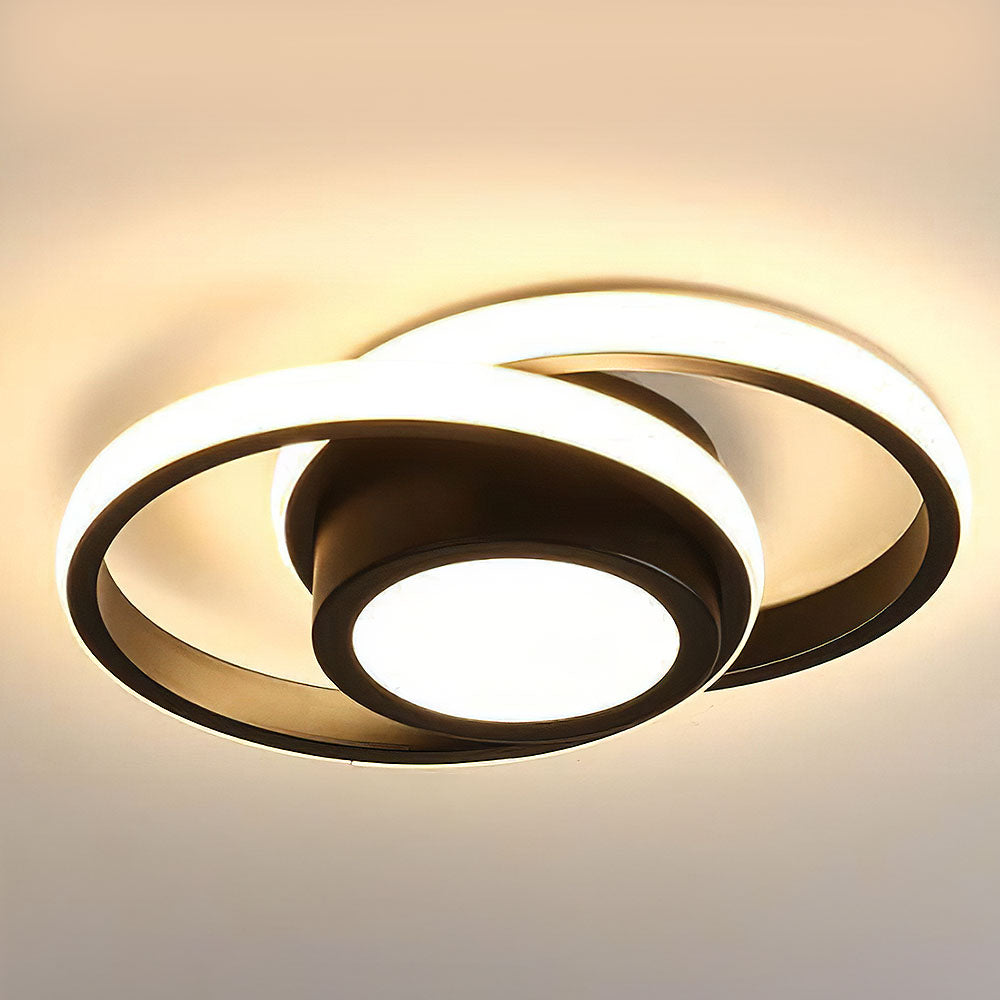Modern Minimalist Double Ring Halo Contemporary Ceiling Light Fixture