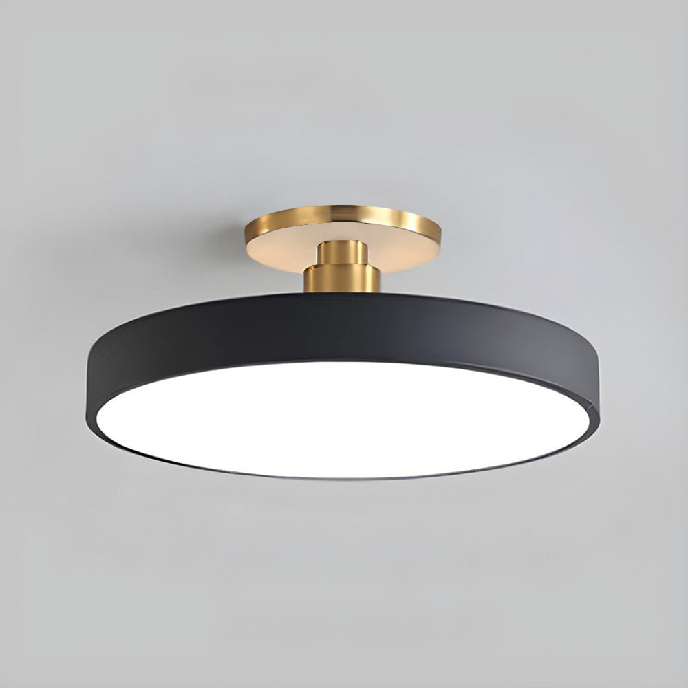 Round Acrylic Metal LED Ceiling Light – Semi Flush Mount – Hallway Living Room