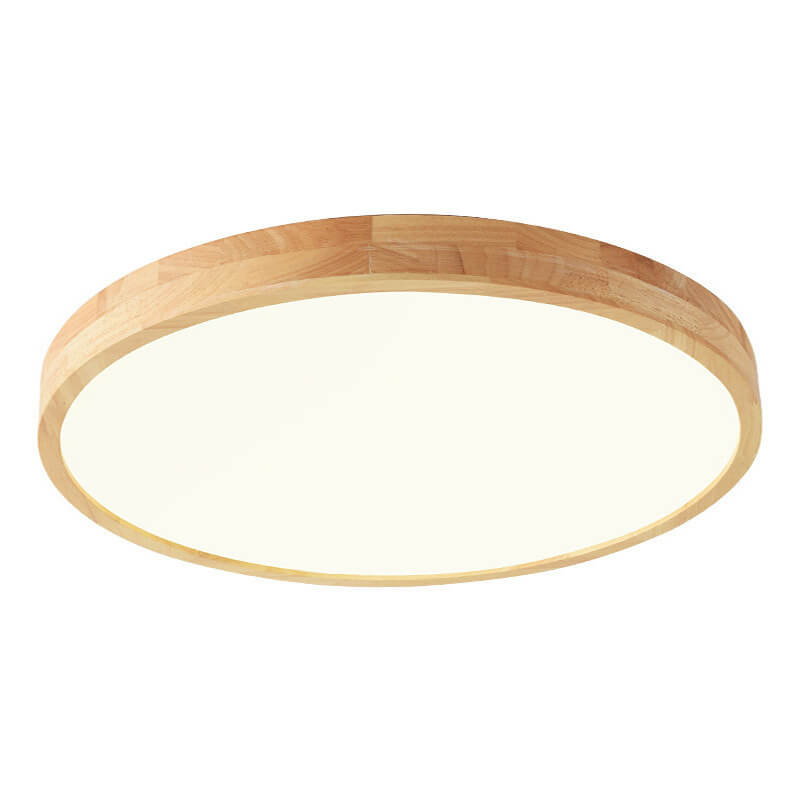 Nordic LED Adjustable Color Temperature Beige Wood Finish Flush Mount Ceiling Light