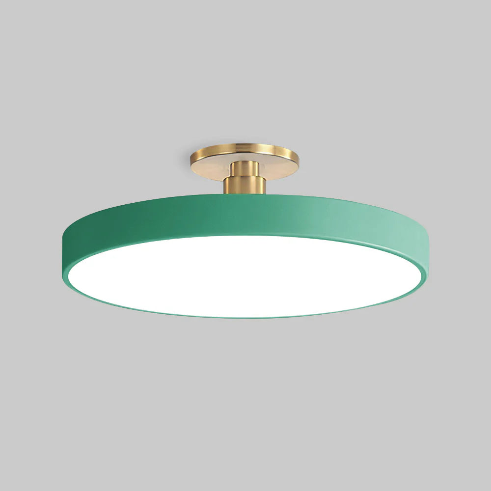 Round Acrylic Metal LED Ceiling Light – Semi Flush Mount – Hallway Living Room