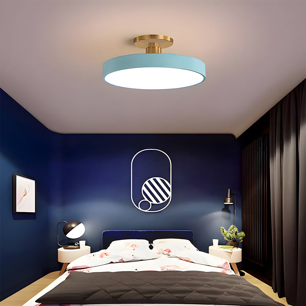 Round Acrylic Metal LED Ceiling Light – Semi Flush Mount – Hallway Living Room