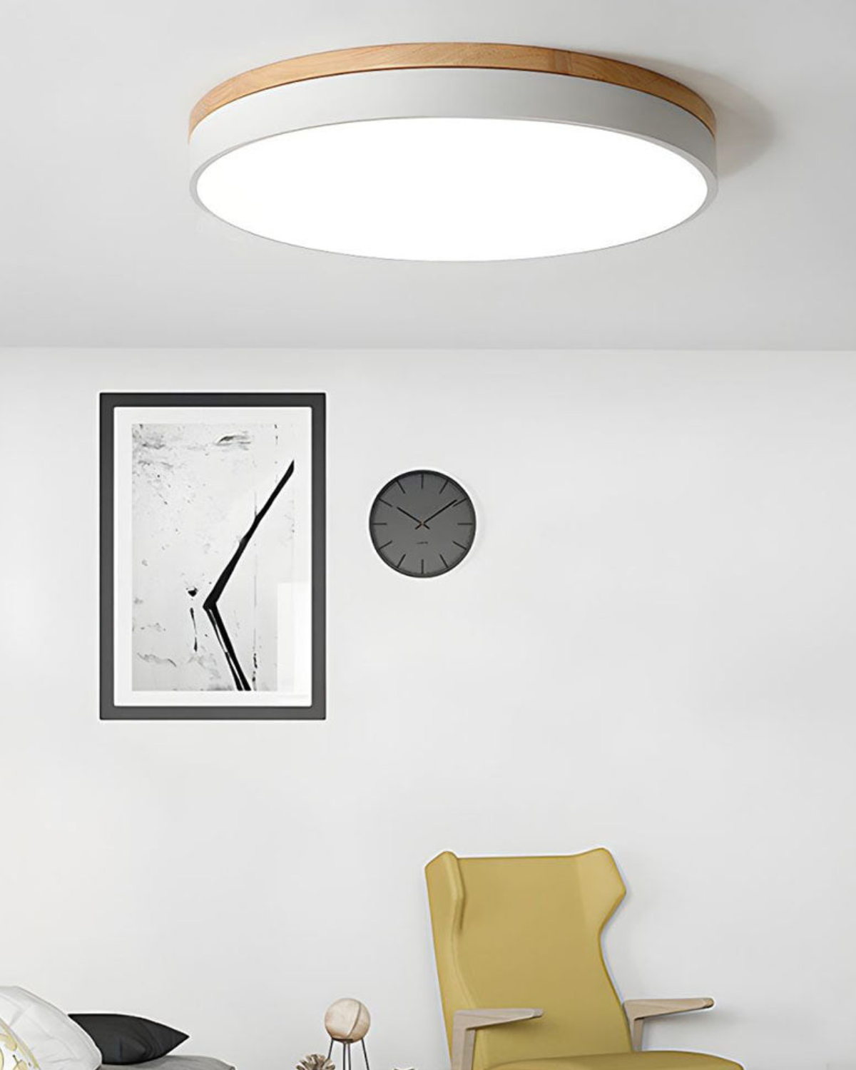 Nature Inspired LED Flush Mount Oak Accent Ceiling Light