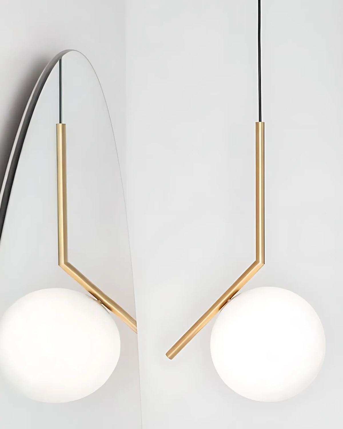 Modern Adjustable Height Glass Gold Finish Kitchen Pendant Light