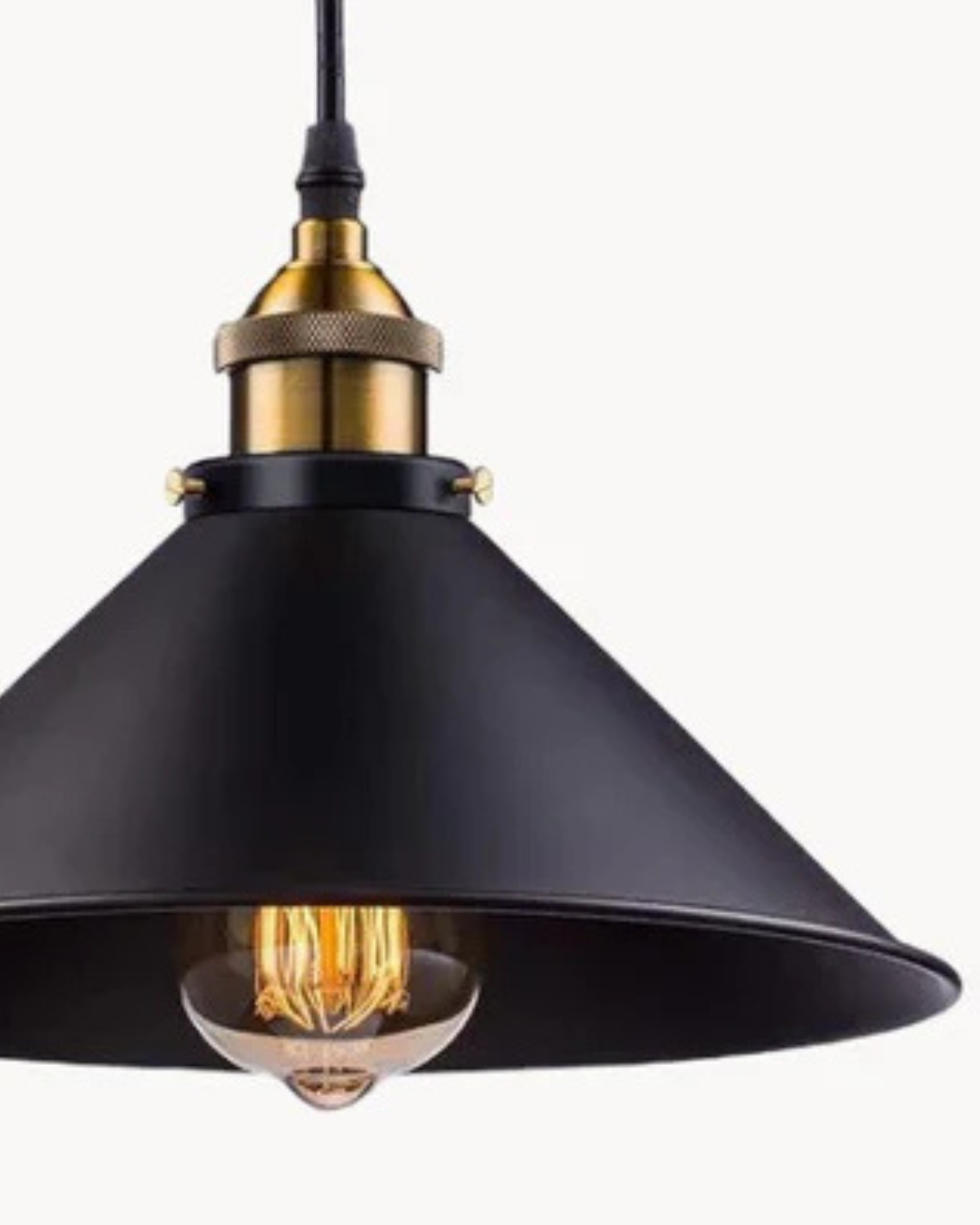 Industrial Modern Adjustable Height Metal Black Shade Gold Interior Pendant Light