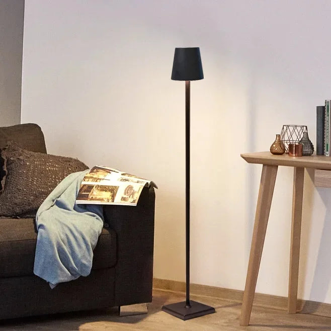 Modern Rechargeable Wireless Dimmable Touch Control Aluminum Sleek Floor Lamp