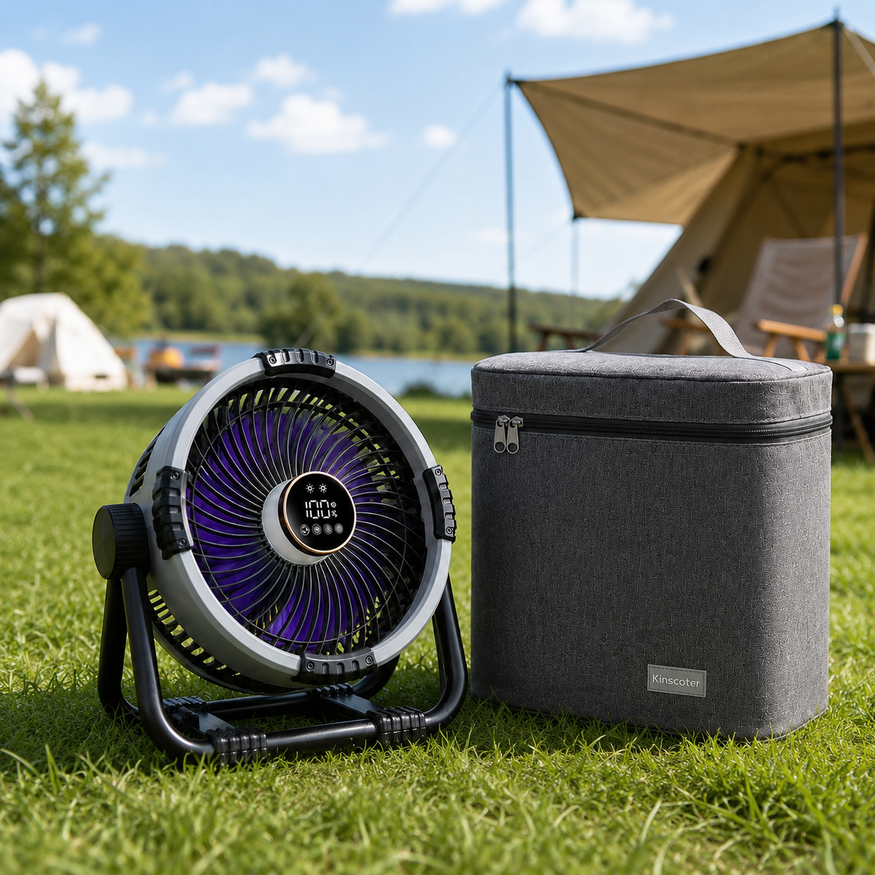 Portable Camping Fan with LED Light 20000mAh