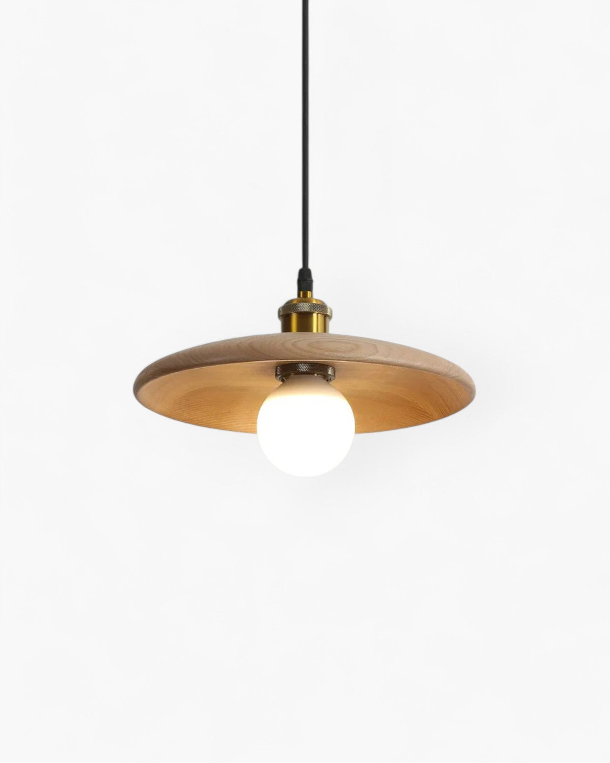 Minimalist Warm 3000K Wood Halo Pendant Light Kitchen Dining