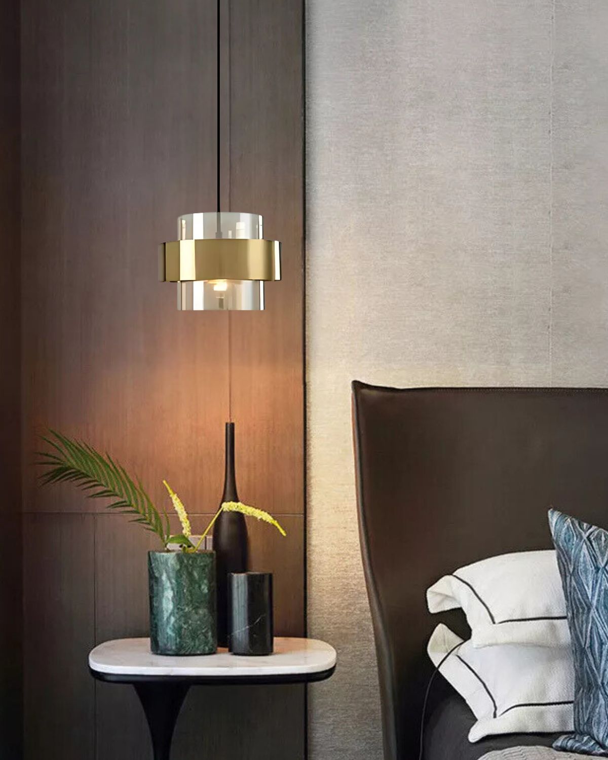 Industrial Adjustable Height Glass Pendant Light Ceiling Fixture Hanging