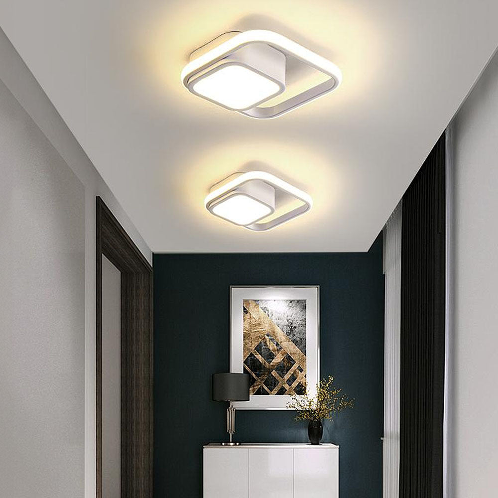 Modern Minimalist Double Ring Halo Contemporary Ceiling Light Fixture
