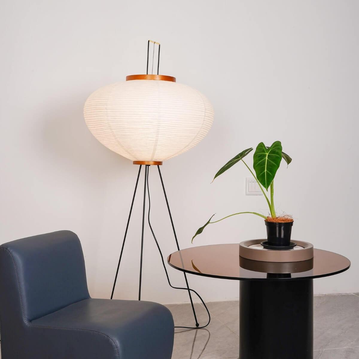 Retro Art Design Floor Lamp with Japanese Rice Paper Shade