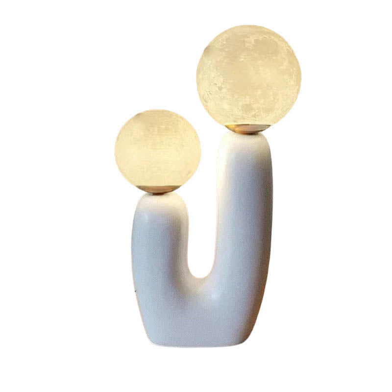 Art Deco Glass Table Lamp – Sculptural Resin Base LED – Bedside Living Room