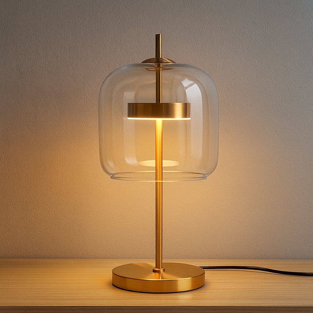 Modern Glass Table Lamp with Metal Base