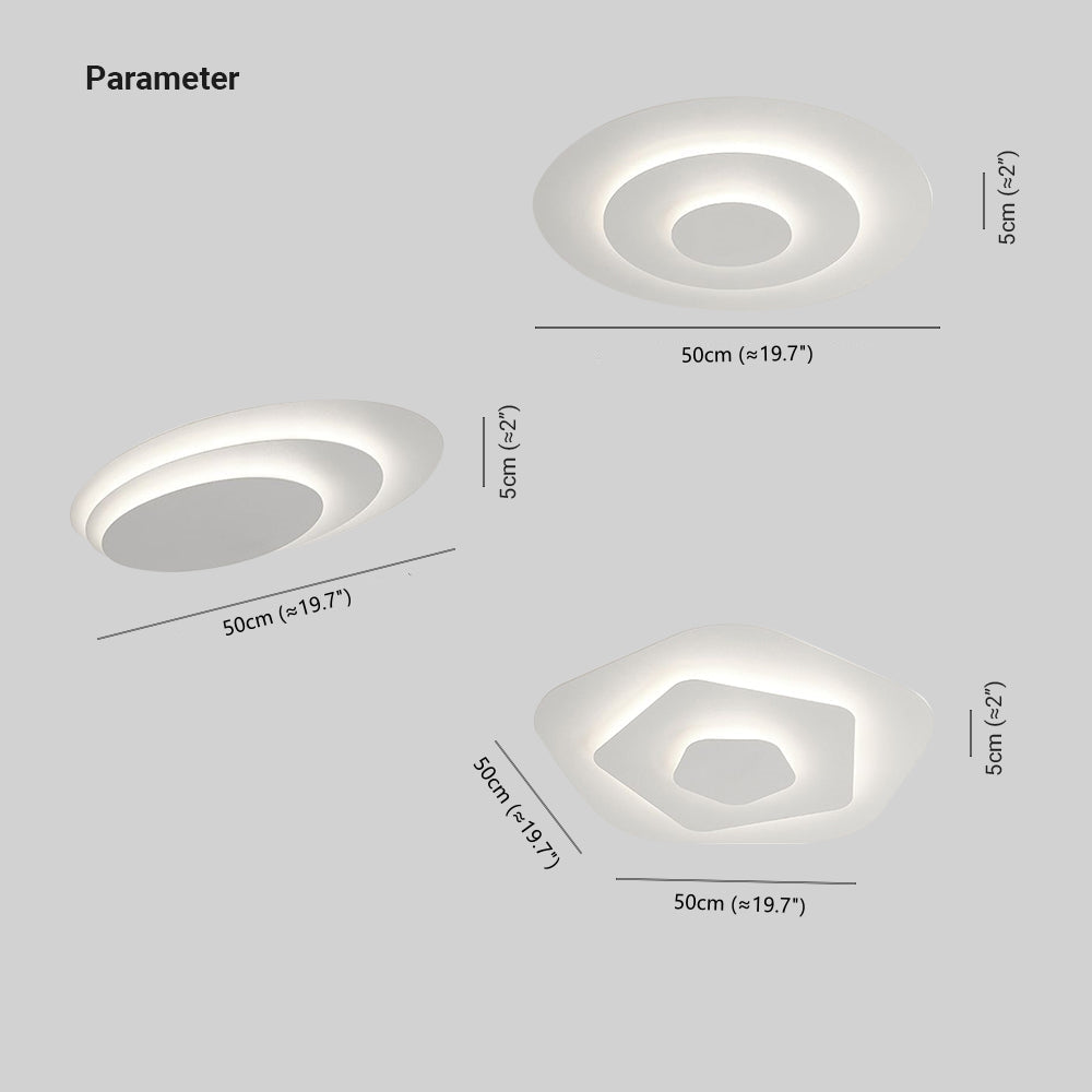 White Geometric Metal Acrylic Flush Ceiling Light – LED Dimmable – Bedroom Living Room