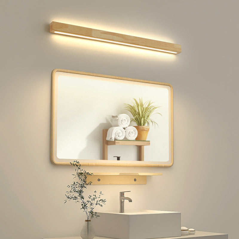 Minimalist Linear Wood LED Wall Light – Bedside Sconce