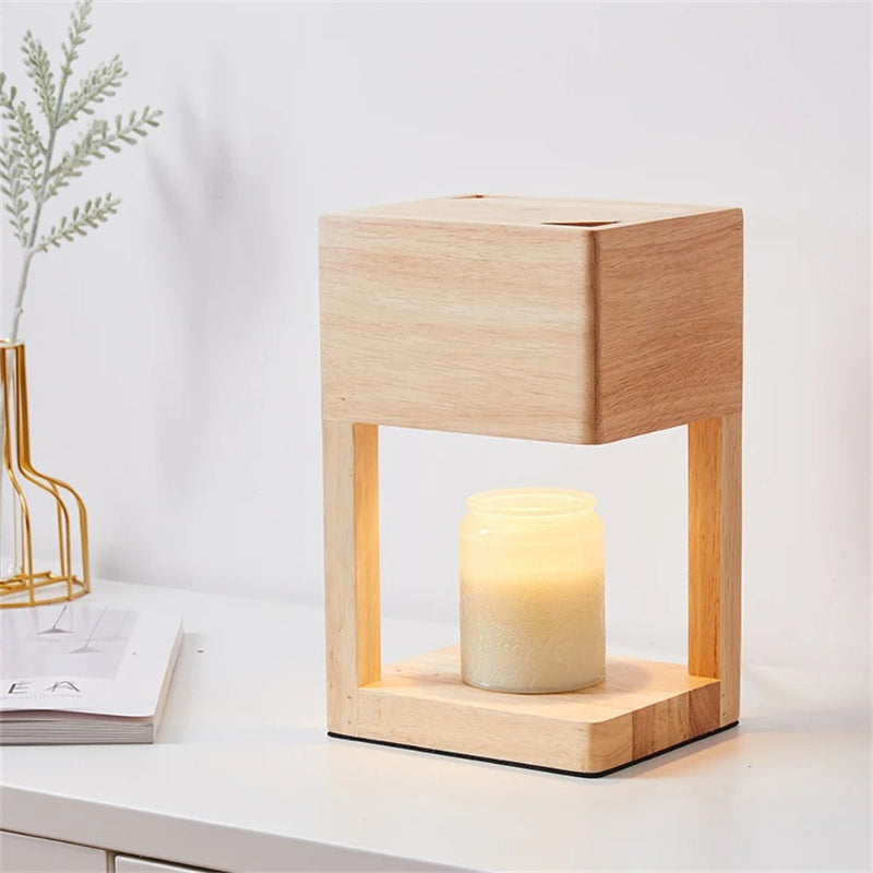 Scandinavian Wooden Candle Warmer Lamp