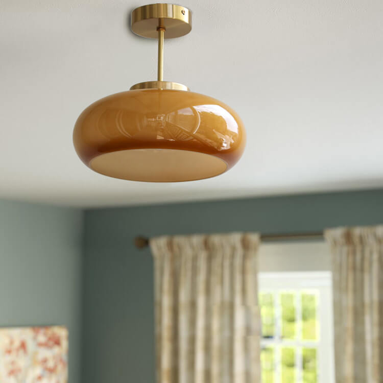 Modern Glass Semi Flush Ceiling Light – Short & Long Options for Bedroom Hallway