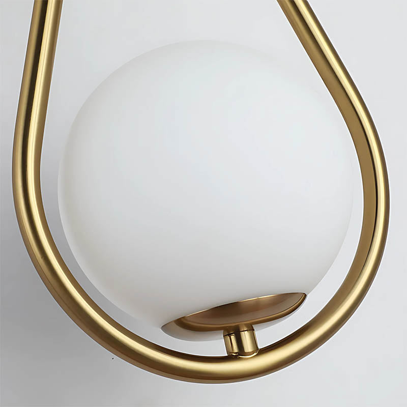Nordic Brass Frosted Glass Globe Wall Light – Modern Drop – Bedroom Hallway