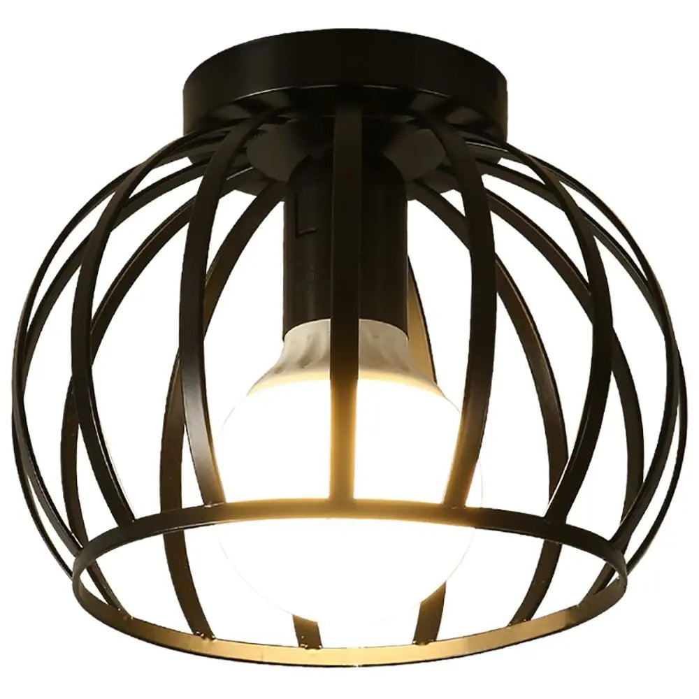 Industrial Metal Ceiling Light, Black