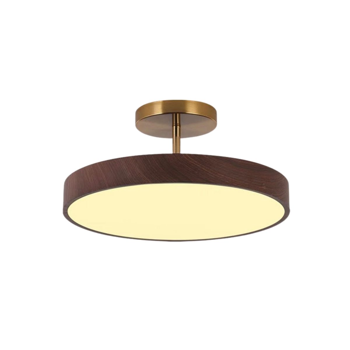 Scandinavian Ceiling Light with Wood and Gold Frame