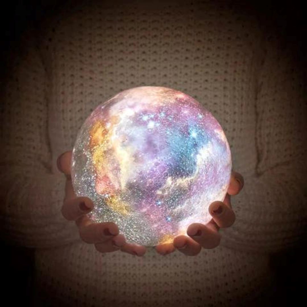 Lamp Night Light for Bedroom - Rechargeable LED, Remote, 16-Color - 3D Galaxy