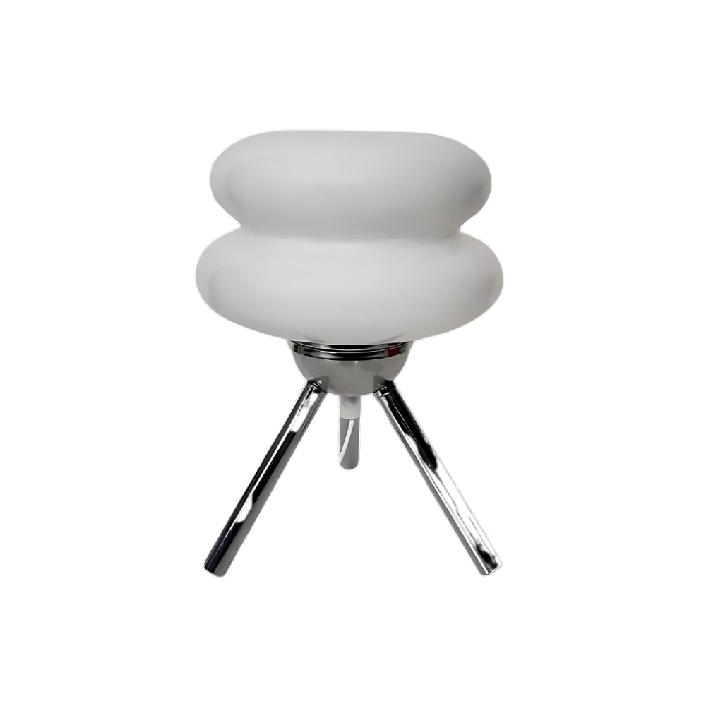 Modern Glass Tripod Table Lamp – Stacked Discs LED Bedside Light – Metal Base