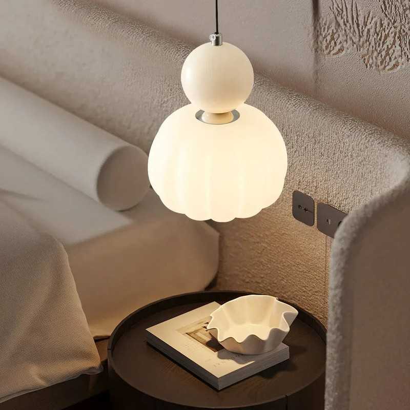 Art Deco Cream Sculptural Elegant Decorative Pendant Light