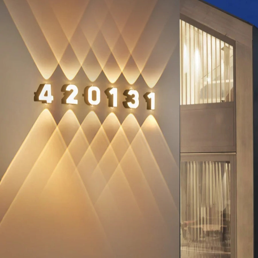 Modern Minimalist LED Light Up Numeric Wall Mounted Numbers