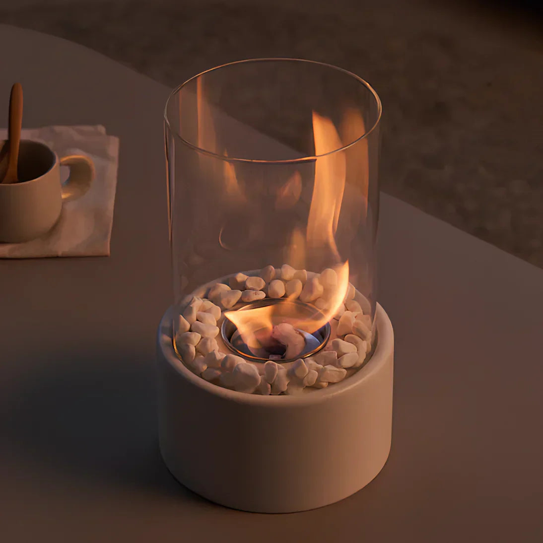 Bioethanol Tabletop Fireplace - Ventless Smokeless Indoor Outdoor - Portable Real Flame
