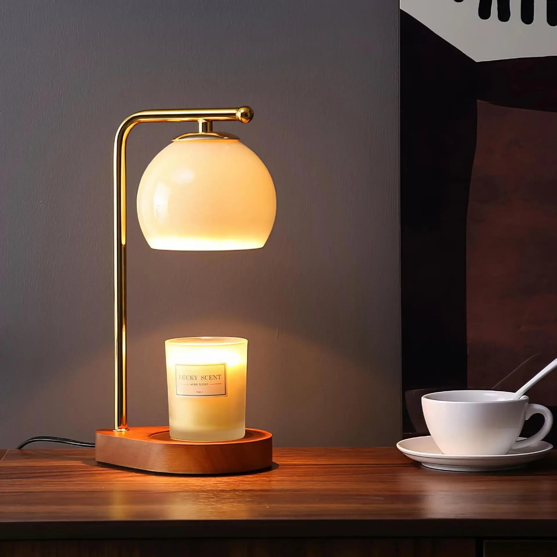 Contemporary Candle Warmer Lamp Marble Base