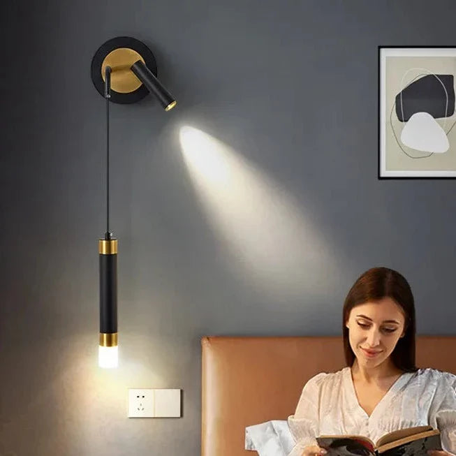 Gold Metal Glass Hanging Wall Lamp – LED Reading Light – Bedroom Living Room