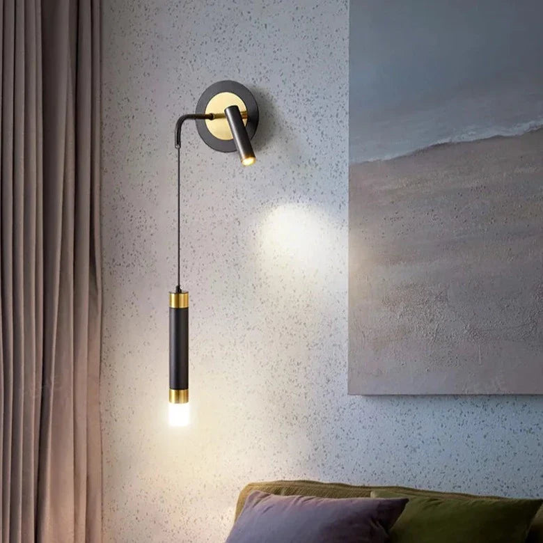 Gold Metal Glass Hanging Wall Lamp – LED Reading Light – Bedroom Living Room