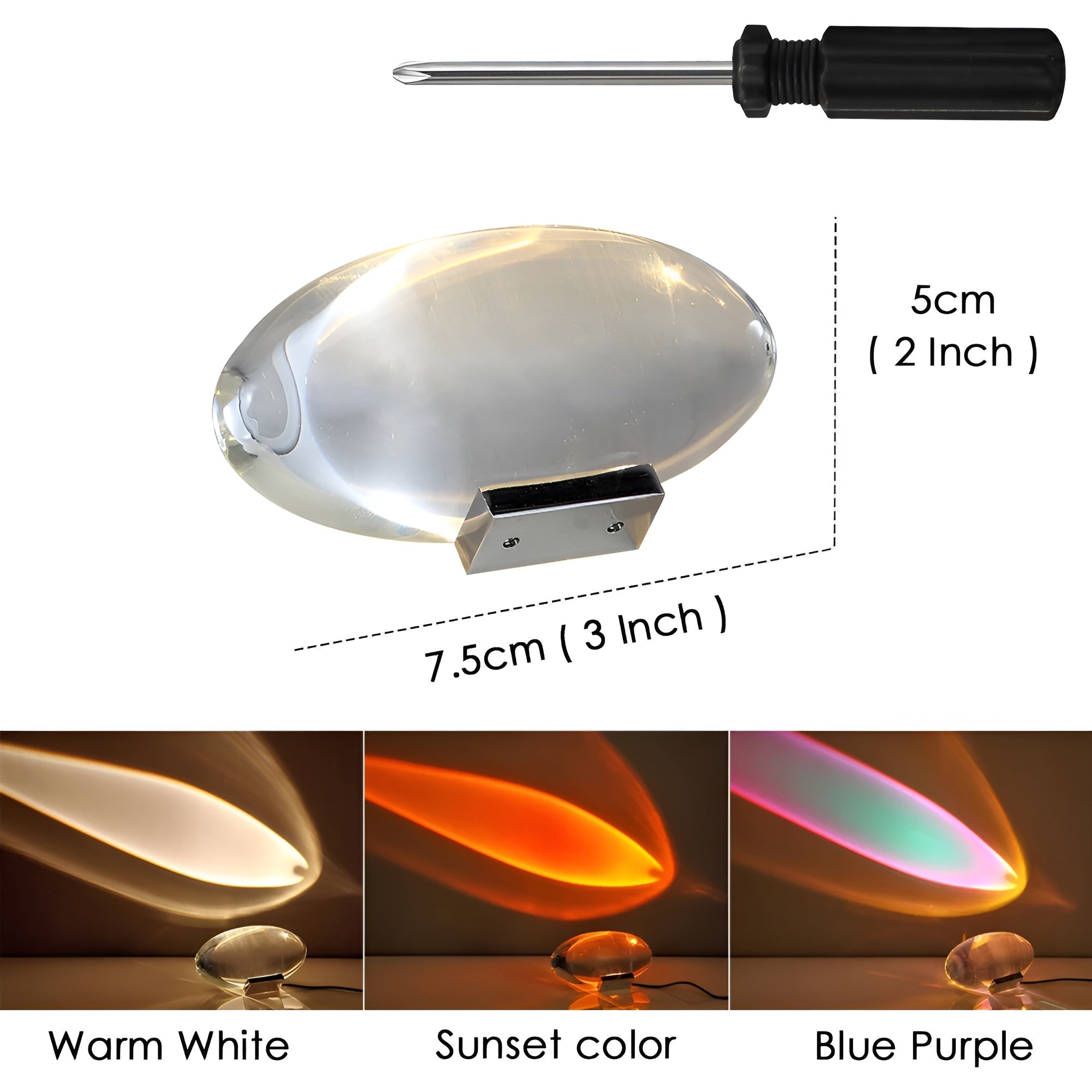Crystal Projection Table Lamp for Bedroom - LED Prism Ambient Night Light
