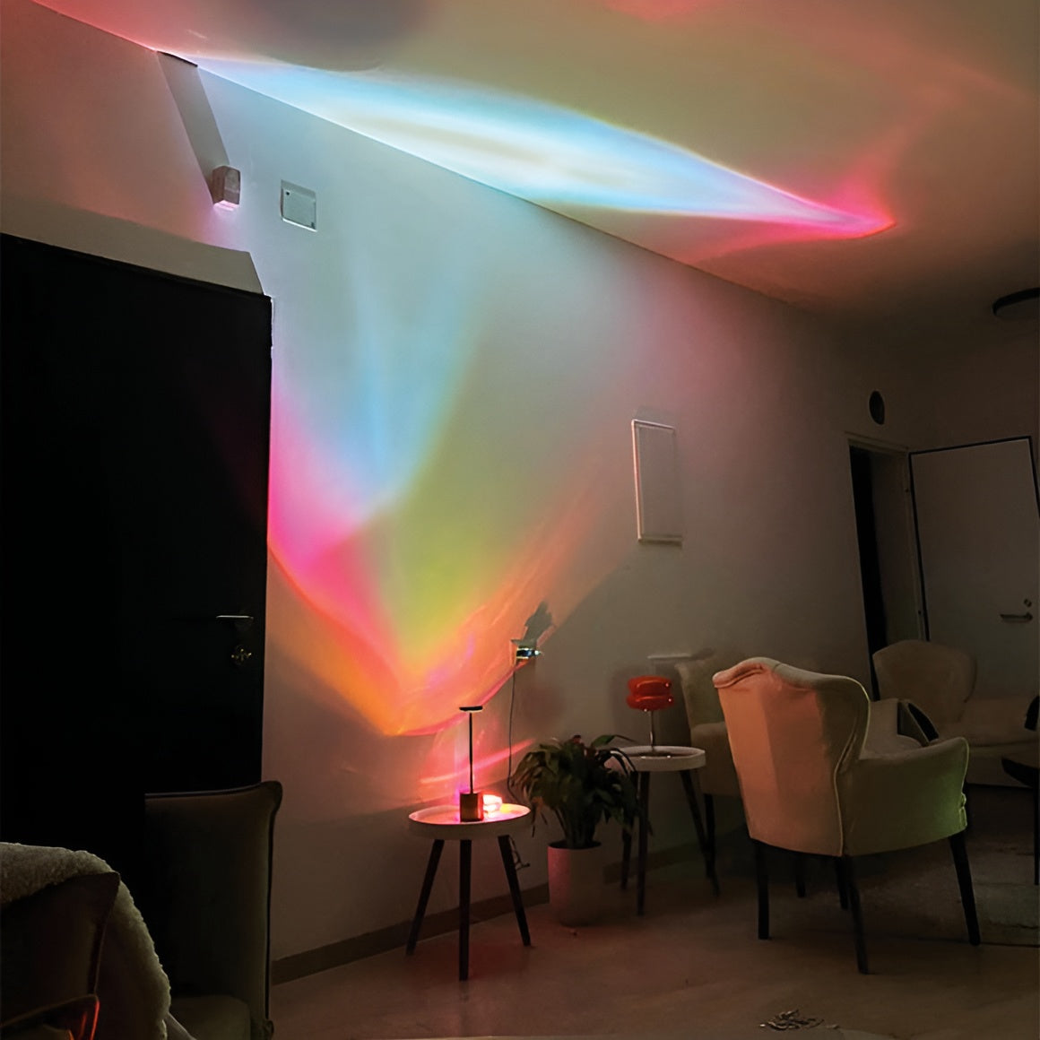 Crystal Projection Table Lamp for Bedroom - LED Prism Ambient Night Light